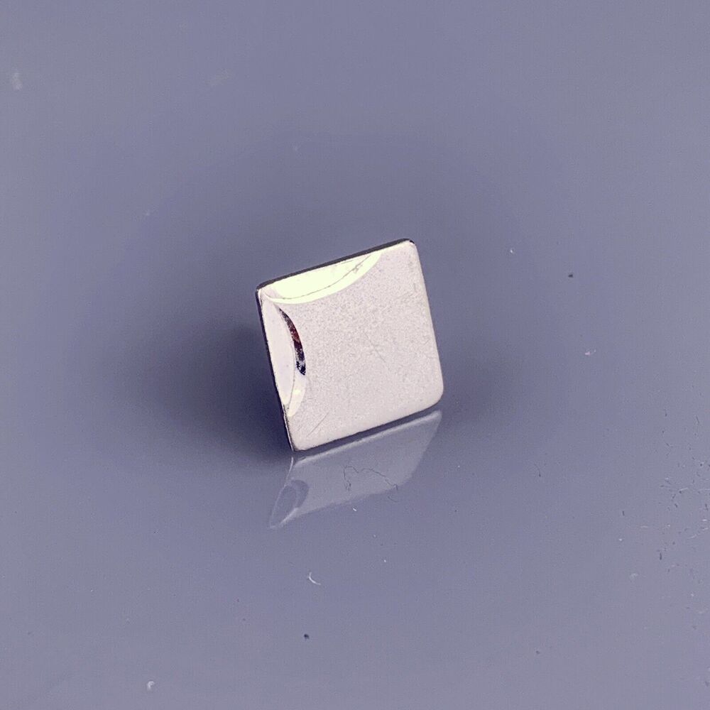 Small Square Sterling Silver Tie Tack Pin Modernist Carved Simple Formal Vintage
